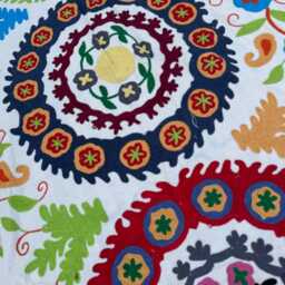 Artisan-Made Suzani Quilt - Hand-Embroidered Cotton, Colorful Boho Textile, Ethnic Bedding Or Sofa Throw - thumbnail 3