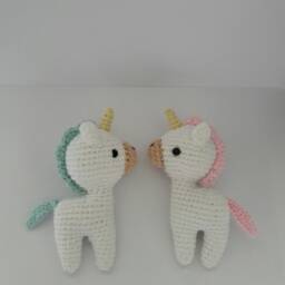 Amigurumi Baby Unicorn Set Mobile Accessory Handmade Stuffed Toys Gift For Nursery Decor Woodland Animals Toy Preemie Kids Gift - thumbnail 3