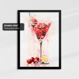 Bramble Cocktail Glass Beverage Watercolor Drink Painting Framed Poster Print & Canvas Wall Decor Art Bedroom Home Interior Gift - thumbnail 2