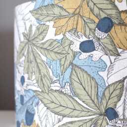 Leaf Pattern Lampshade, Oak Chestnut Acorn Print, Handmade Cotton Home Decor - 20-40cm - thumbnail 2