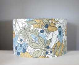 Leaf Pattern Lampshade, Oak Chestnut Acorn Print, Handmade Cotton Home Decor - 20-40cm - thumbnail 1