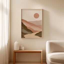 Abstract Desert Sunset Poster, Terracotta Landscape Wall Art Print - thumbnail 3