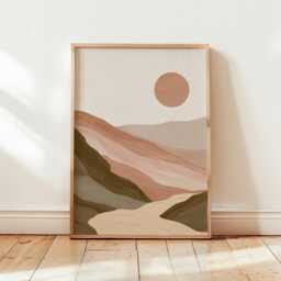Abstract Desert Sunset Poster, Terracotta Landscape Wall Art Print - thumbnail 4