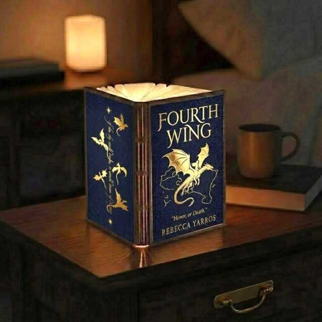 Fourth Wing Tairn Andarna Booklamp, Basgiath War College Night Light, Dragon Rider Fantasy Bookish Lamp, Academy Gift - image 1