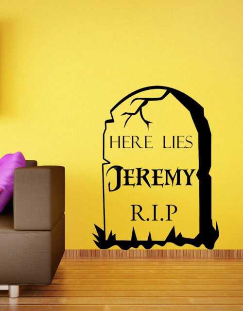 Personalised Tombstone, Halloween, Vinyl Wall Art Sticker Decal Mural. Home, Decor. Living Room, Hallway - image 1