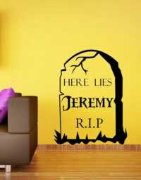 Personalised Tombstone, Halloween, Vinyl Wall Art Sticker Decal Mural. Home, Decor. Living Room, Hallway - thumbnail 1
