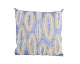 Handmade Abaca Throw Pillow Blue Beaded Accent Cushion - thumbnail 1