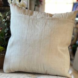 Handmade Abaca Throw Pillow Blue Beaded Accent Cushion - thumbnail 3