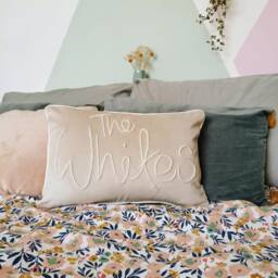 Personalised Wedding Couple Embroidered Velvet Cushion - thumbnail 2