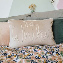 Personalised Wedding Couple Embroidered Velvet Cushion - thumbnail 4