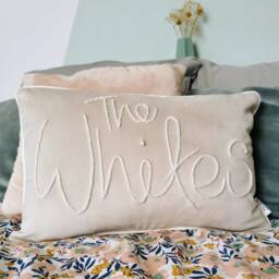 Personalised Wedding Couple Embroidered Velvet Cushion