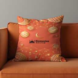 Ramadan Kareem Cushion Cover, Islamic Orange Pillow Case, Eid Mubarak Home Decor, Muslim Decorative Throw Pillowcase