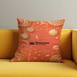 Ramadan Kareem Cushion Cover, Islamic Orange Pillow Case, Eid Mubarak Home Decor, Muslim Decorative Throw Pillowcase - thumbnail 3