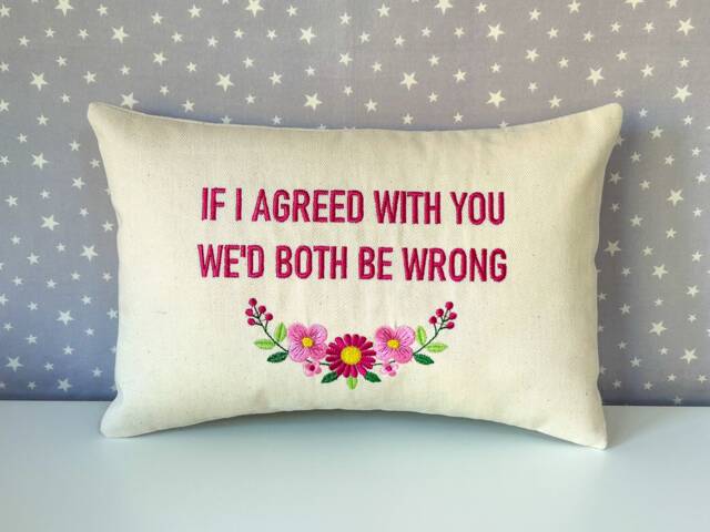 Custom Embroidered Pillow Personalized Floral Needlepoint Cushion - image 1