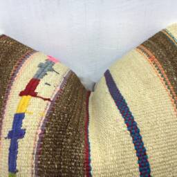 Vintage Handwoven Kilim Pillow Cover, Bohemian Turkish Throw, 20x20 - thumbnail 2