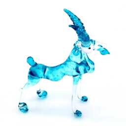 Miniature Hand Blown Glass Mountain Billy Goat Little Animal Blue Transparent Figurine Statue Decoration Collectible Small Painted Figure - thumbnail 2