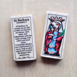 St Barbara Patron Saint Block With Gift Bag // Catholic Against Storms Toys By Almondrod