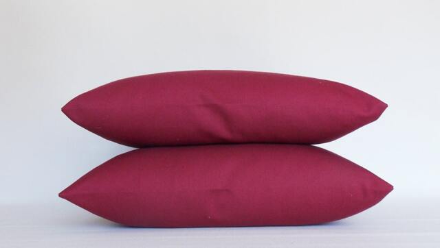 Set Of 2 Maroon Red Cotton Canvas Pillow Covers - image 1
