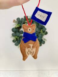 Personalised Name Bear Christmas Decoration - Cute Bears With Scarves Tree Ornament Or Keyring - thumbnail 1