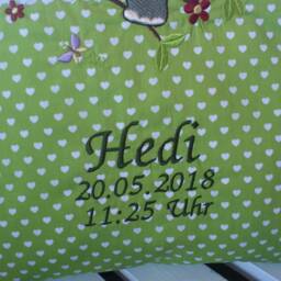 Pillow With Name For Birth - Elephant Green Hearts - thumbnail 3