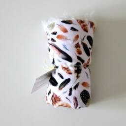 Dream Lovie. Security Blanket. Personalized Lovey. Faux Fur Dark Feathers. Mini Baby Minky Shower Gift - thumbnail 4