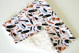 Dream Lovie. Security Blanket. Personalized Lovey. Faux Fur Dark Feathers. Mini Baby Minky Shower Gift