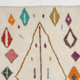 Handwoven Moroccan Azilal Rug Natural Wool, Multicolor Diamonds - thumbnail 3
