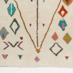 Handwoven Moroccan Azilal Rug Natural Wool, Multicolor Diamonds - thumbnail 2