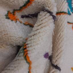 Handwoven Moroccan Azilal Rug Natural Wool, Multicolor Diamonds - thumbnail 4