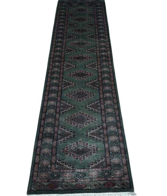 2.6x10 Sea Green Color Bokhara Rug - Runner Hallway Luxury Bukhara Fine Quality Woolen Afghan - image 1