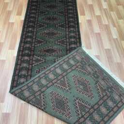 2.6x10 Sea Green Color Bokhara Rug - Runner Hallway Luxury Bukhara Fine Quality Woolen Afghan - thumbnail 4
