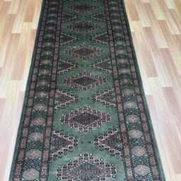 2.6x10 Sea Green Color Bokhara Rug - Runner Hallway Luxury Bukhara Fine Quality Woolen Afghan - thumbnail 3