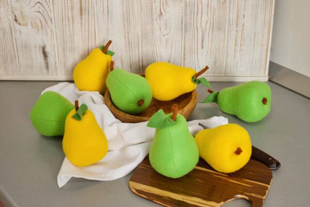Pear Felt - Pretend Play Food, Fruits Vegetables Set, Kids Kitchen, Realistic Fake Plush Toy For Toddler, Photo Prop, Birthday Gift - image 1