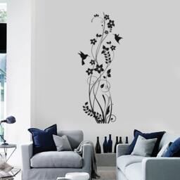 Wall Vinyl Decal Floral Ornament Colibri Bird Hummingbird Flower Modern Romantic Abstract Home Art Decor - #1236Di - thumbnail 3