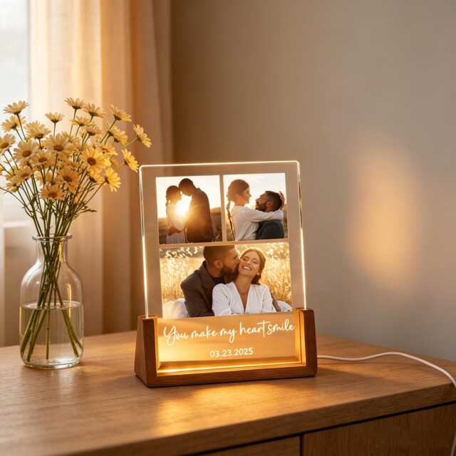 Personalized Couple Photo Night Light, Wedding Gift For Couple, Valentines Day Gift, Anniversary Gift, Custom Light Plaque - image 1