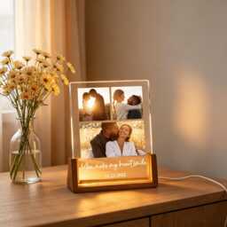 Personalized Couple Photo Night Light, Wedding Gift For Couple, Valentines Day Gift, Anniversary Gift, Custom Light Plaque - thumbnail 1