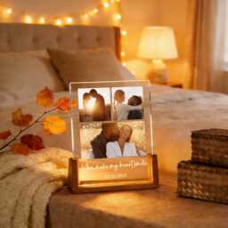 Personalized Couple Photo Night Light, Wedding Gift For Couple, Valentines Day Gift, Anniversary Gift, Custom Light Plaque - thumbnail 3