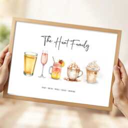 Personalised Family Drinks Print - Custom Favourite Poster Watercolour Drink Illustration Kitchen Wall Art Unique Gift - thumbnail 2