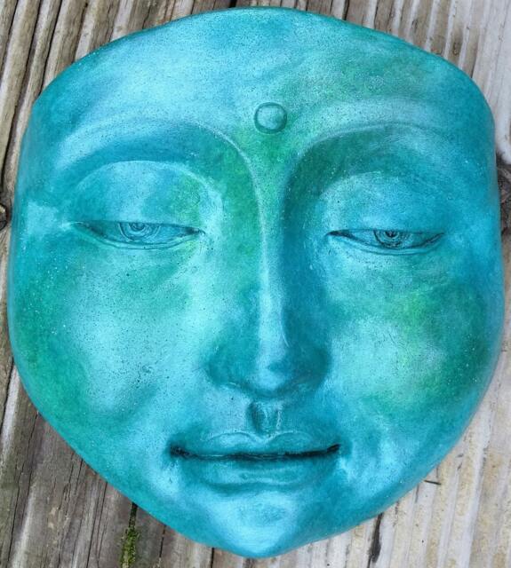 Turquoise Buddha, Healing Meditative Wall Decor Sculpture By Claybraven - image 1