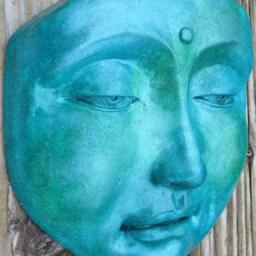 Turquoise Buddha, Healing Meditative Wall Decor Sculpture By Claybraven - thumbnail 3
