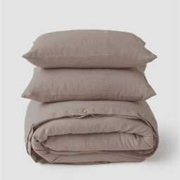Mocha Linen Duvet Cover Set With Pillowcases - Soft Stonewashed Bedding Natural European Flax Boho Earth Tone Bedroom D??cor - thumbnail 2