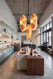 Handcrafted Wood Veneer Cylinder Pendant Light - Modern Scandinavian Chandelier For High Ceilings