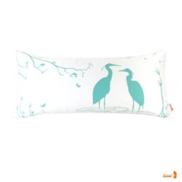 Mint Green Egret Pillow Swamp Scene Print, Cotton Lumbar Pillow - thumbnail 2