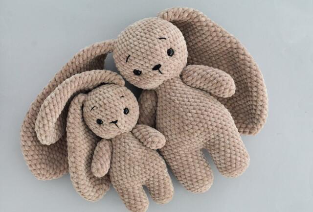 Mom & Baby Bunny Crochet Plush Personalized With Long Ears - image 1