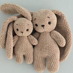 Mom & Baby Bunny Crochet Plush Personalized With Long Ears - thumbnail 3
