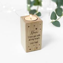 Personalised Wooden Tealight Holder Engraved Candle Gift For Nan - thumbnail 3