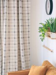 Connie Plaid Cotton Curtain, Semi Blackout Room Darkening Thermal Curtain Custom For Bedroom & Living Room, 1Pc - thumbnail 1