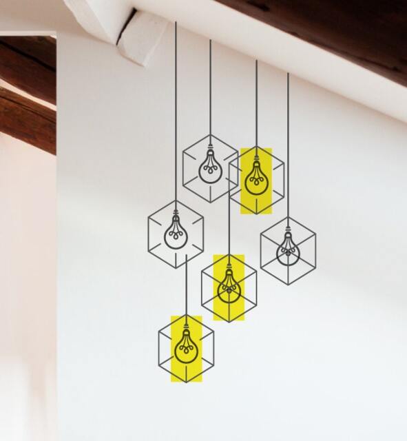 Hanging Studio Lamps Wall Sticker Decal - Illustration Stickers, Animals Decals, Home Decor, Art