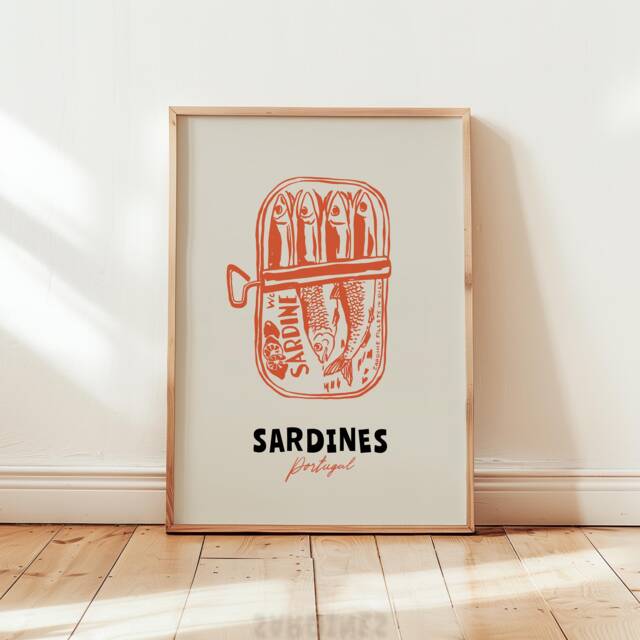 Sardines Tin Print, Kitchen Wall Art, Sardine Dining Room Decor, Retro Food Vintage Seafood Poster, Fish 2578 - image 1