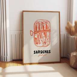 Sardines Tin Print, Kitchen Wall Art, Sardine Dining Room Decor, Retro Food Vintage Seafood Poster, Fish 2578 - thumbnail 2